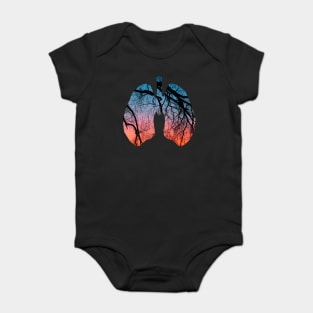 Lungs Tree with Sun Set Design Baby Bodysuit